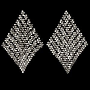 NEW BLING 3 Inch Triangle Crystal Post Earrings